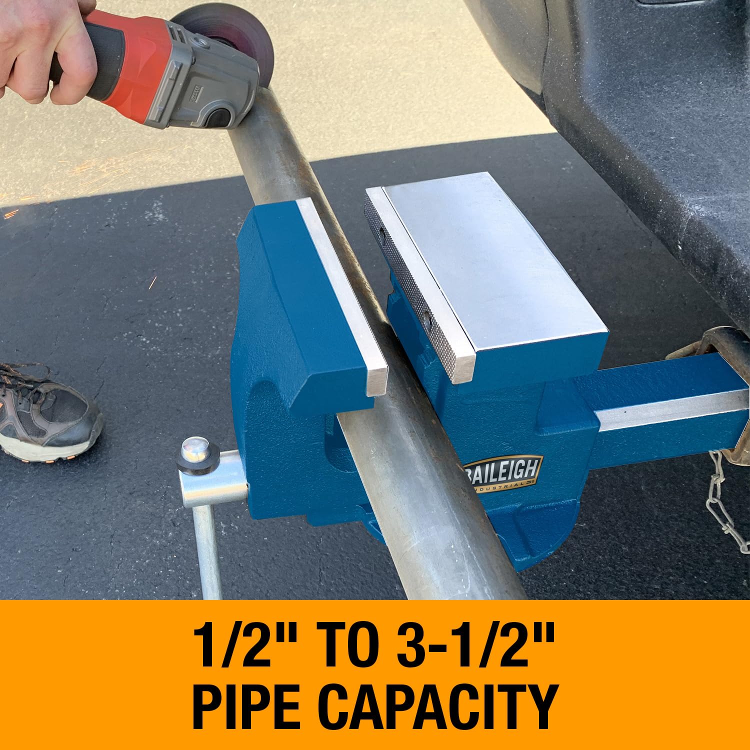 Baileigh Hitch Heavy-Duty Vise, 5-1/2" Max Opening, 5-9/10" Jaw Width, 5" Throat (BV-6HV-6)