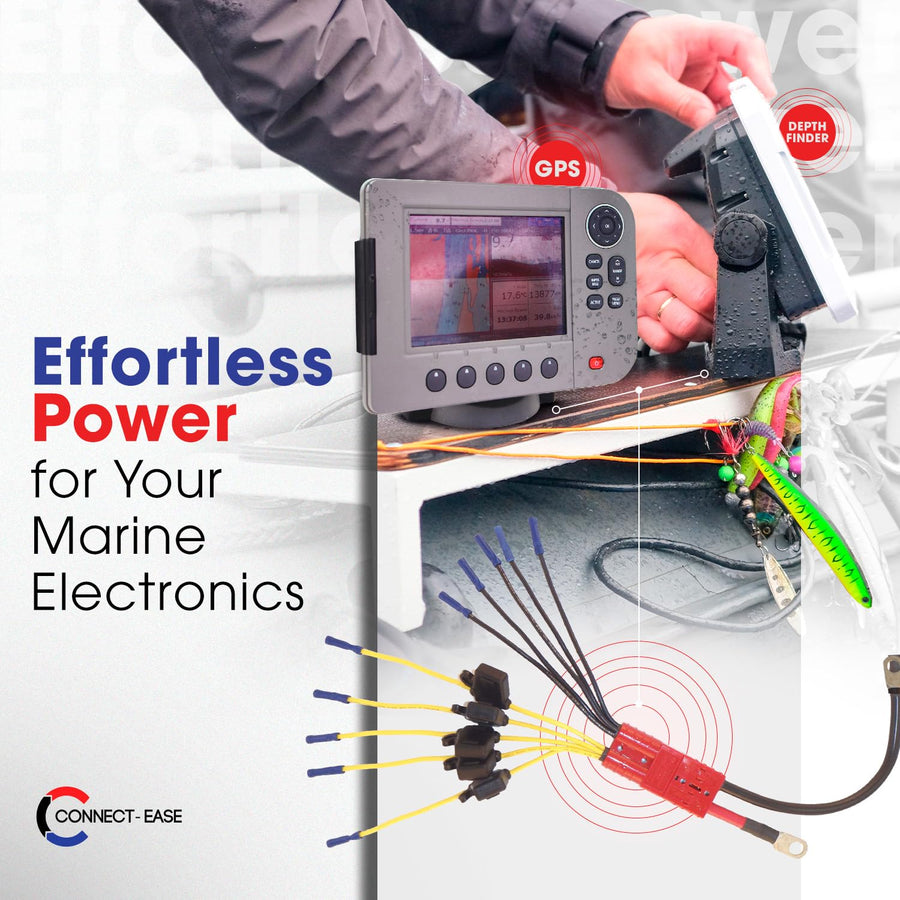 12V Connect-Ease Battery Connector Kit CE12VB5FK | Easy 5-Lead Fused System for Any Marine Electronics | Power Depth Finders, GPS Units, Pumps & More | Marine-Grade UL1426 Wire | Battery NOT Included