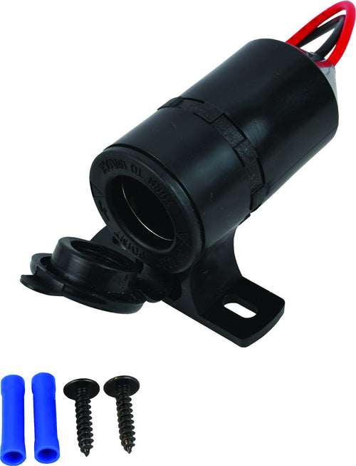 Attwood Universal 12V Cigarette Lighter Adapter Socket Outlet 11862-6 for Marine/RV with Mounting Kit, Black