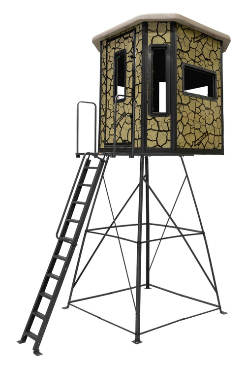 Bull XL Muddy Box Blind w/Elite 10' Tower, Steel Wall Construction, Cracked Mud Camo