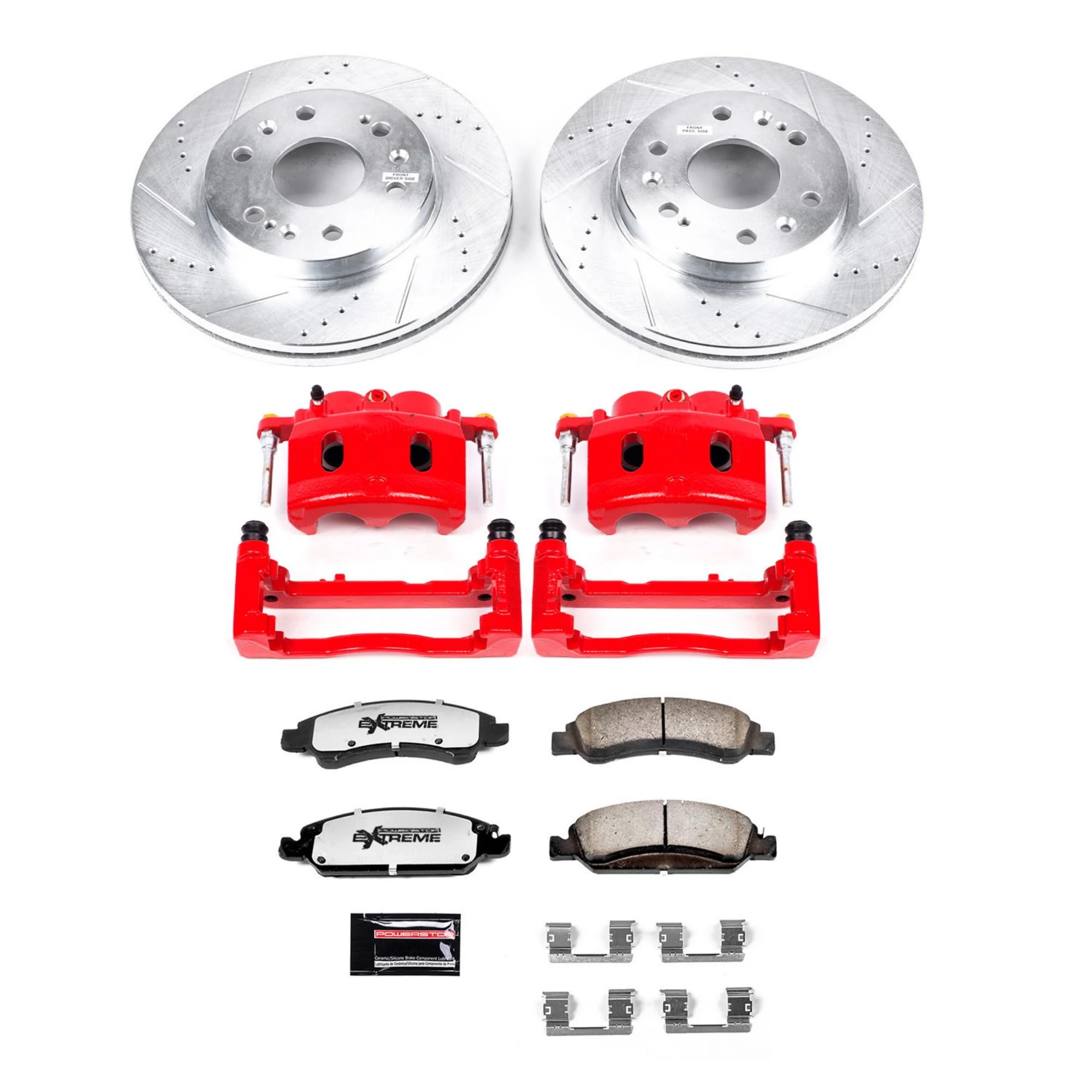 Power Stop Z36 Truck & Tow KC2069-36 Front Caliper Kit with Drilled and Slotted Brake Rotors, Carbon-Fiber Ceramic Brake Pads For Chevy Silverado Tahoe GMC Yukon Sierra Cadillac Escalade