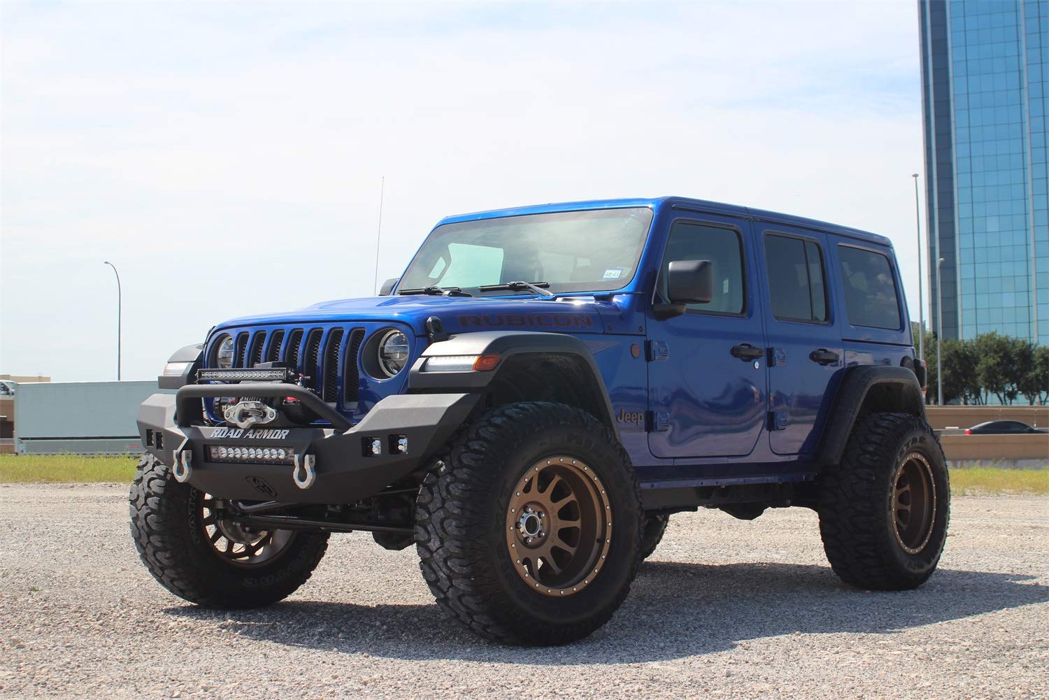 Stealth Road Armor 5183F3B Front Full Width Winch Bumper Sheet Metal Pre-Runner Guard | Rubicon Only - Texture Black - Compatible with: 2018-2025 Jeep JL JLU JT