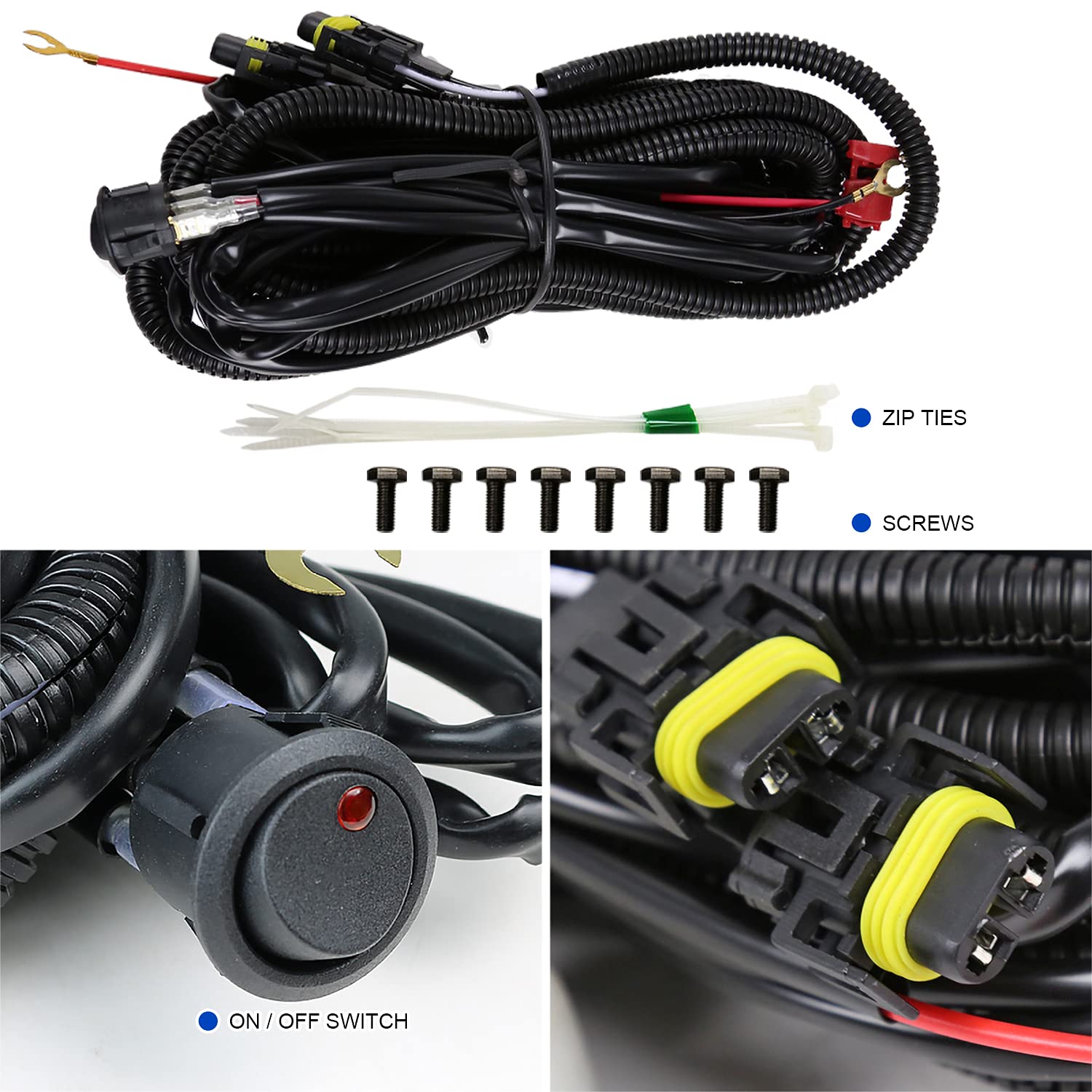 LED Fog Lights Spec-D Tuning Clear Lens + Built-In LED Bulbs + Switch Included Compatible with 2016-2018 GMC Sierra 1500 L+R Pair Assembly