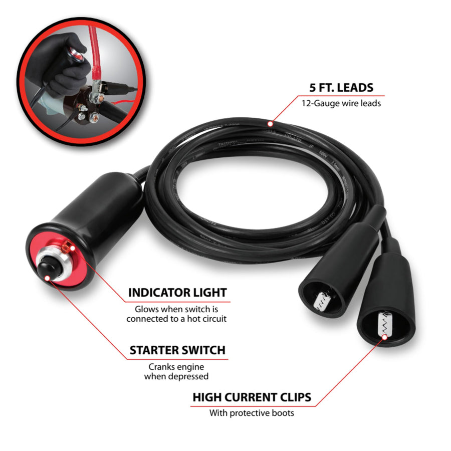 Heavy Duty Performance Tool W80586 Remote Starter for Car and Truck Engines with Push-Button Switch and 5-ft Wire Leads , Black