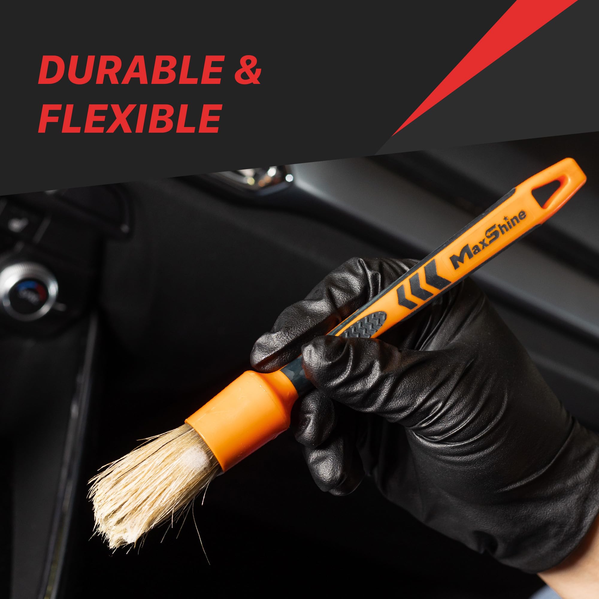 Maxshine #10 Small Universal Detailing Brush – Classic Boar’s Hair Bristles, Soft & Durable – Professional Brush for Interior, Exterior, Leather, Engine Bay & Wheels
