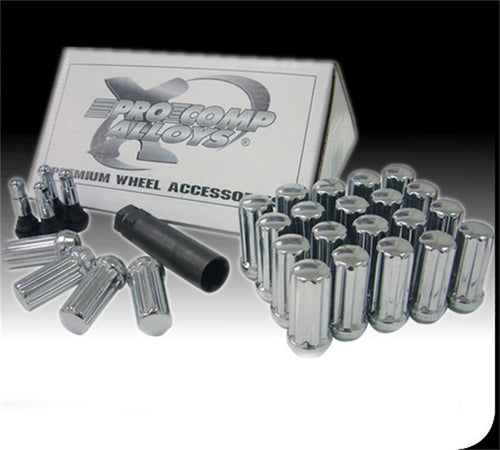 Lug Nut Kit Pro Comp Wheels 16108B 14 x 2 Spline 8 Lug Kit w/Valve Stem Black Lug Nut Kit