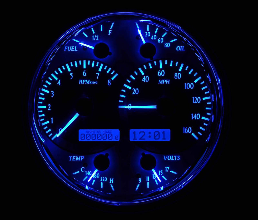 VHX System Single Round, Carbon Fiber Style Face, Blue Display