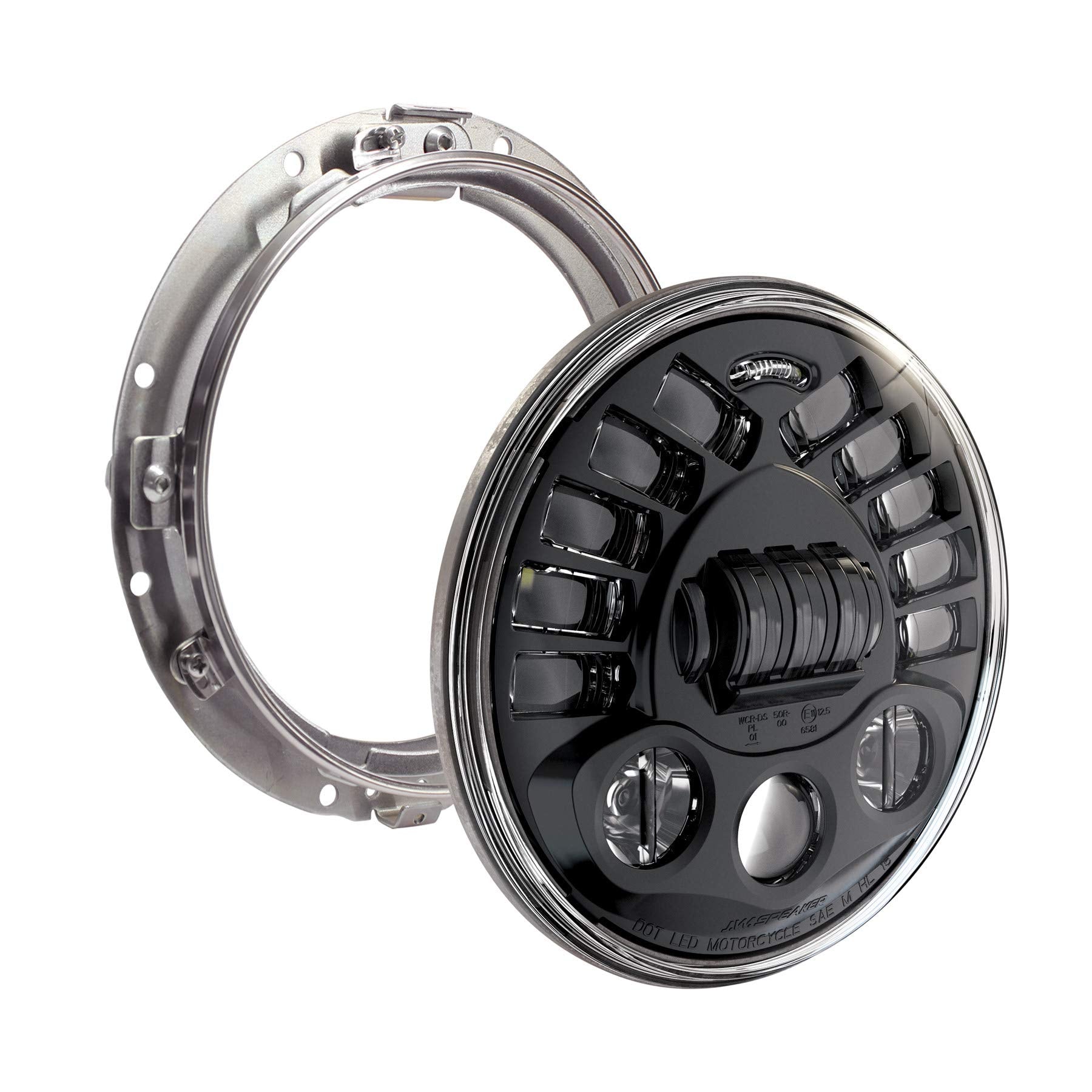 J.W. SPEAKER Adaptive Headlight High and Low Beam with Black Inner Bezel and Mounting Ring