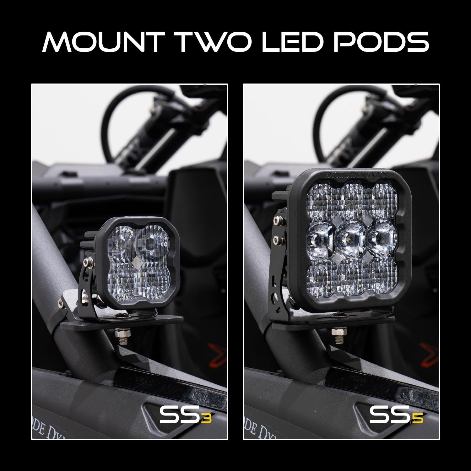 Stage Series Diode Dynamics A-Pillar Pod Kit compatible with Can-Am Maverick X3 2017-2025, SS5 Pro White Combo