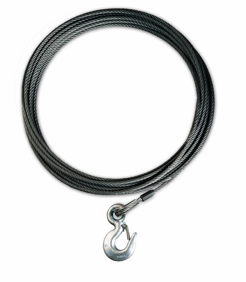 Winch Accessory WARN 23678: Industrial Grade Steel Cable Wire Rope with Hook, 7/16" Diameter x 100' Length, 20,400 lb Capacity