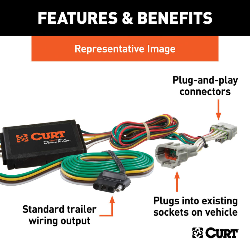 4-Pin CURT Vehicle-Side Custom Trailer Wiring Harness, Fits Select Scion xB