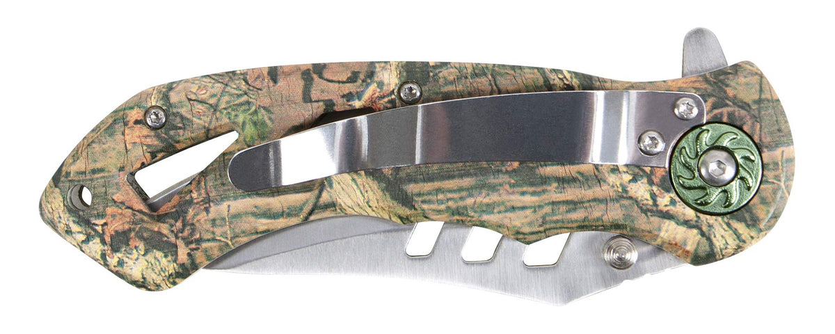 3-1/4-Inch Performance Tool W9368 Folding Knife with Stainless Steel Recurved Blade and Assisted Opening Mechanism, Camo Pattern