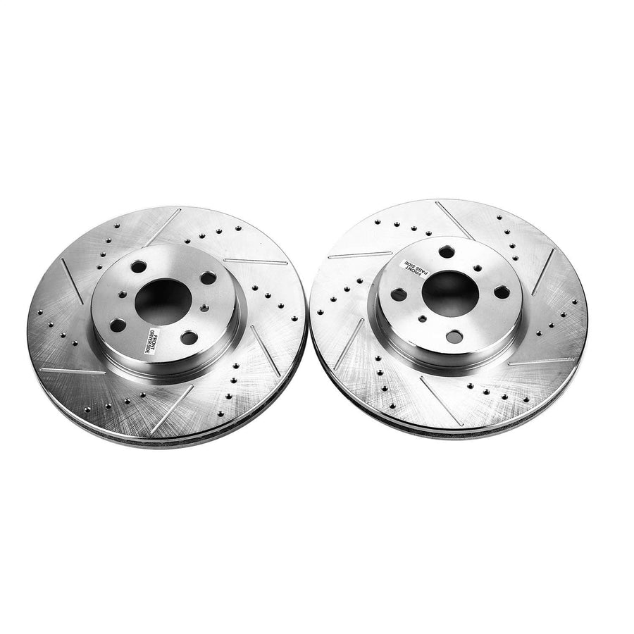 Power Stop Evolution Performance Drilled, Slotted & Plated Front Brake Rotor Pair JBR1546XPR For Toyota Yaris 2012-2018 [Model Specific]