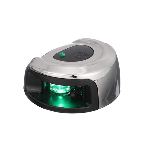 LightArmor Attwood NV2012SSG-7 2-Mile Navigation Deck Mount Sidelight, Green LED Lighting, Round Stainless Housing