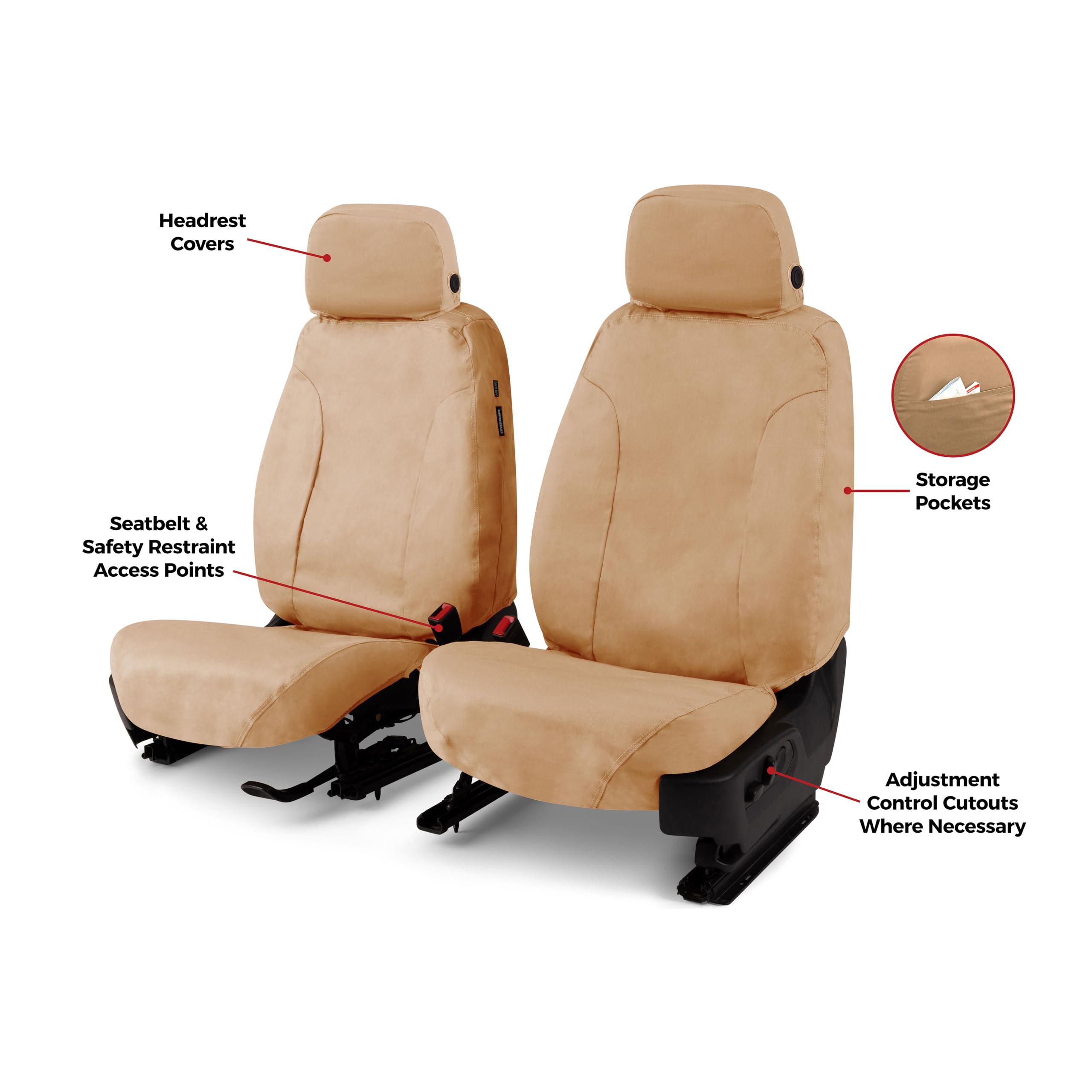 Covercraft Custom Seat Covers Polycotton | Fits 2022-2025 Nissan Pathfinder (excludes Platinum) | 1st Row Bucket Seats, Tan