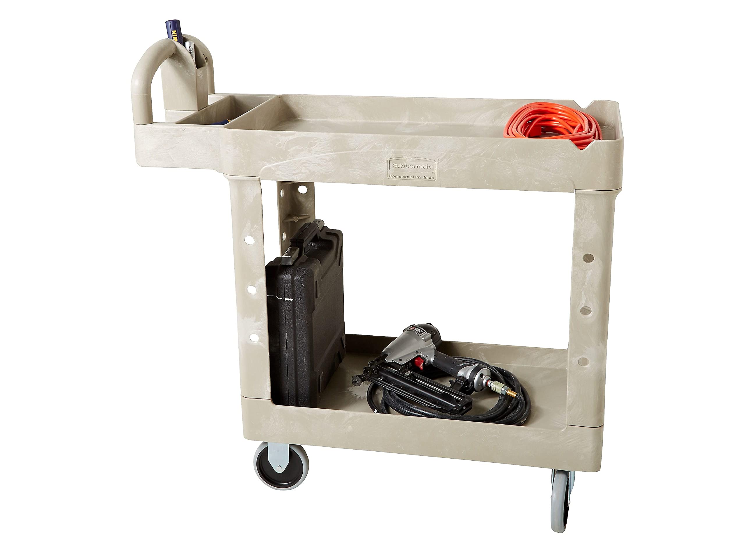 Utility Cart Heavy-Duty, 2-Shelf, 17-7/8w x 39-1/4d x 33-1/4h, Beige - 450088BG
