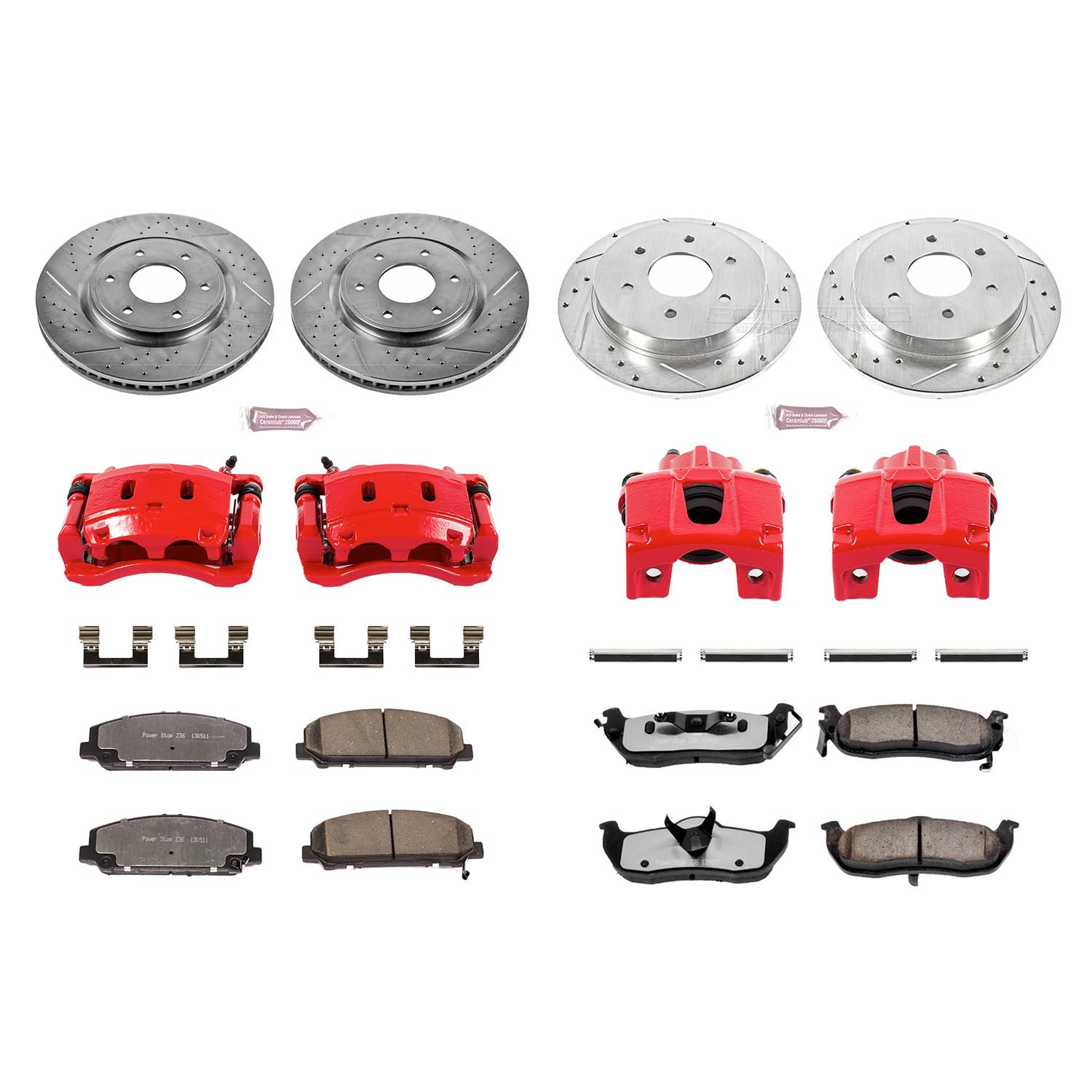 Power Stop Z36 Truck and Tow Brake Kit KC2804-36 with Calipers For INFINITI QX56 2006-2007, Nissan Armada 2006-2007 [Model Specific]