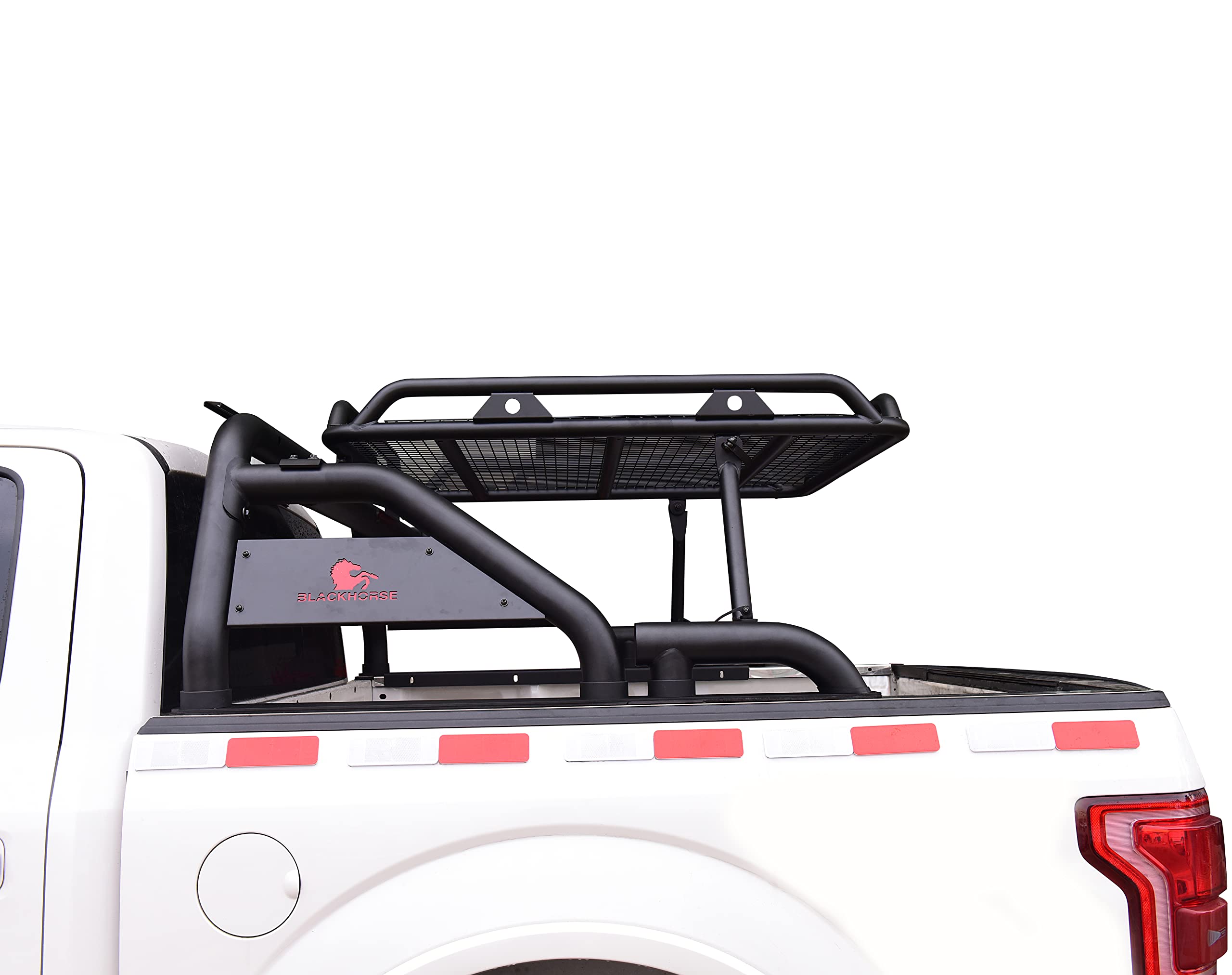 Modular Black Universal Warrior ROLL BAR for 1/2 TON Trucks (GM Silverado 14+/Ford F150 15+/Dodge RAM 15+) with Full Size Cargo Basket(with RED Brake Light)
