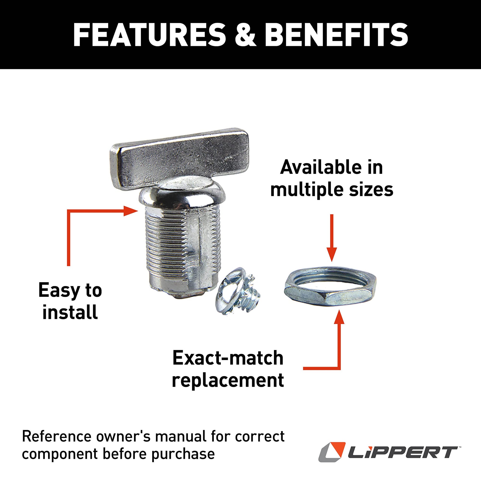 213117 Lippert Components RV Baggage Door Turn Latch 1-3/8" Chrome