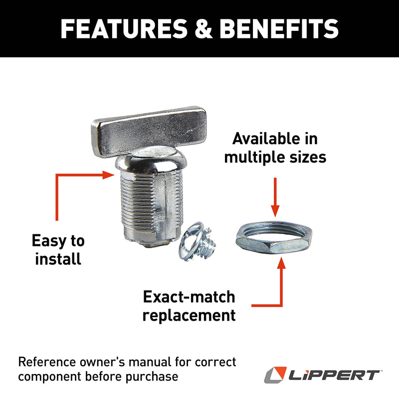 213117 Lippert Components RV Baggage Door Turn Latch 1-3/8" Chrome