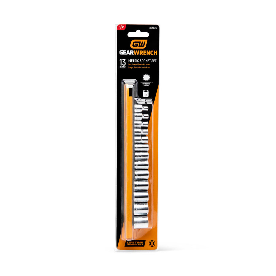 13 Pc. GEARWRENCH 1/4" Drive 6 Pt. Socket Set, Standard, Metric - 80302D