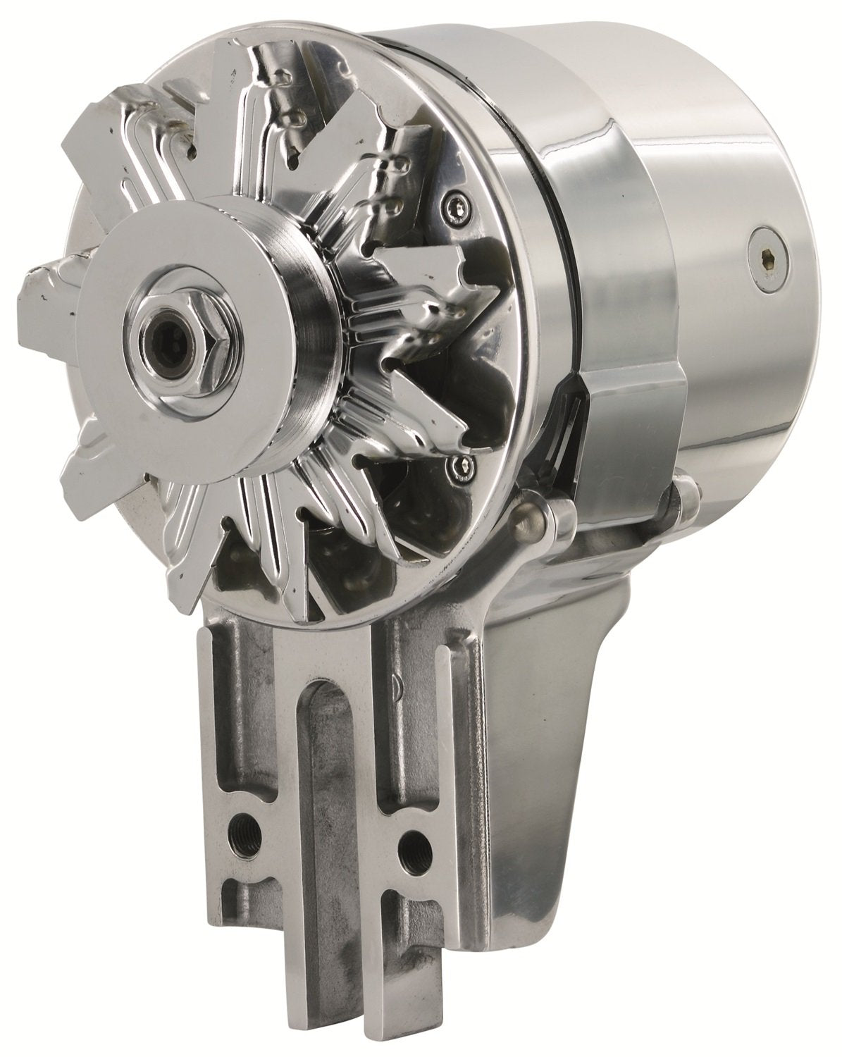 PowerGEN Powermaster - Polish Flat Head Strap MTG '49-'53 90A 12V Shorty w/Pulley for 5/8" Belt