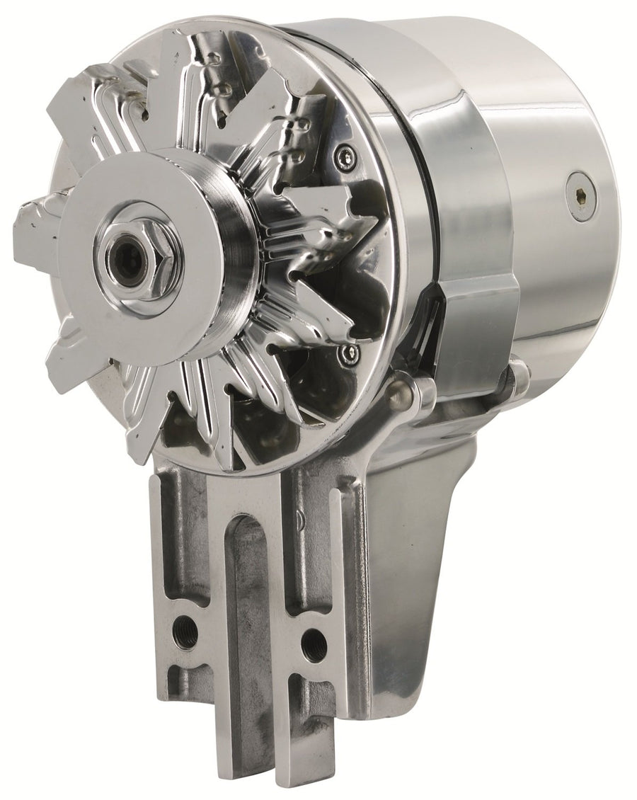 PowerGEN Powermaster - Polish Flat Head Strap MTG '49-'53 90A 12V Shorty w/Pulley for 5/8" Belt