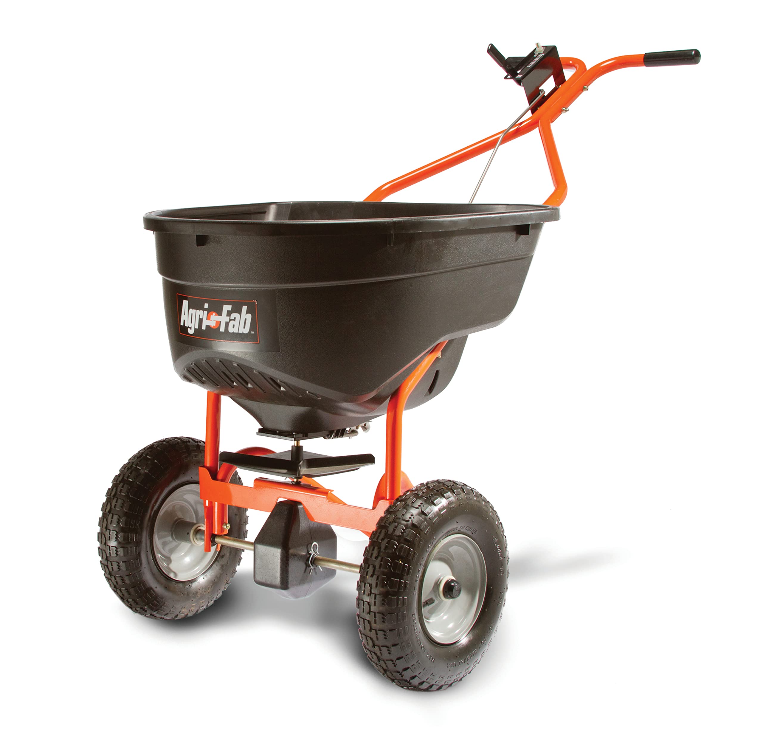 Push Agri-Fab 45-0614 130 lb. Lawn & Garden Broadcast Spreader for Seed,Fertilizer,Salt,Ice Melt; Walk Behind with Easy to use Flow Control Lever
