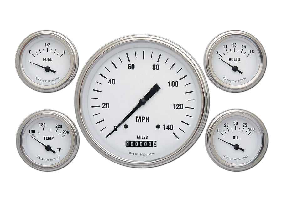 WH54SLF Classic Instruments White Hot Five Gauge Set