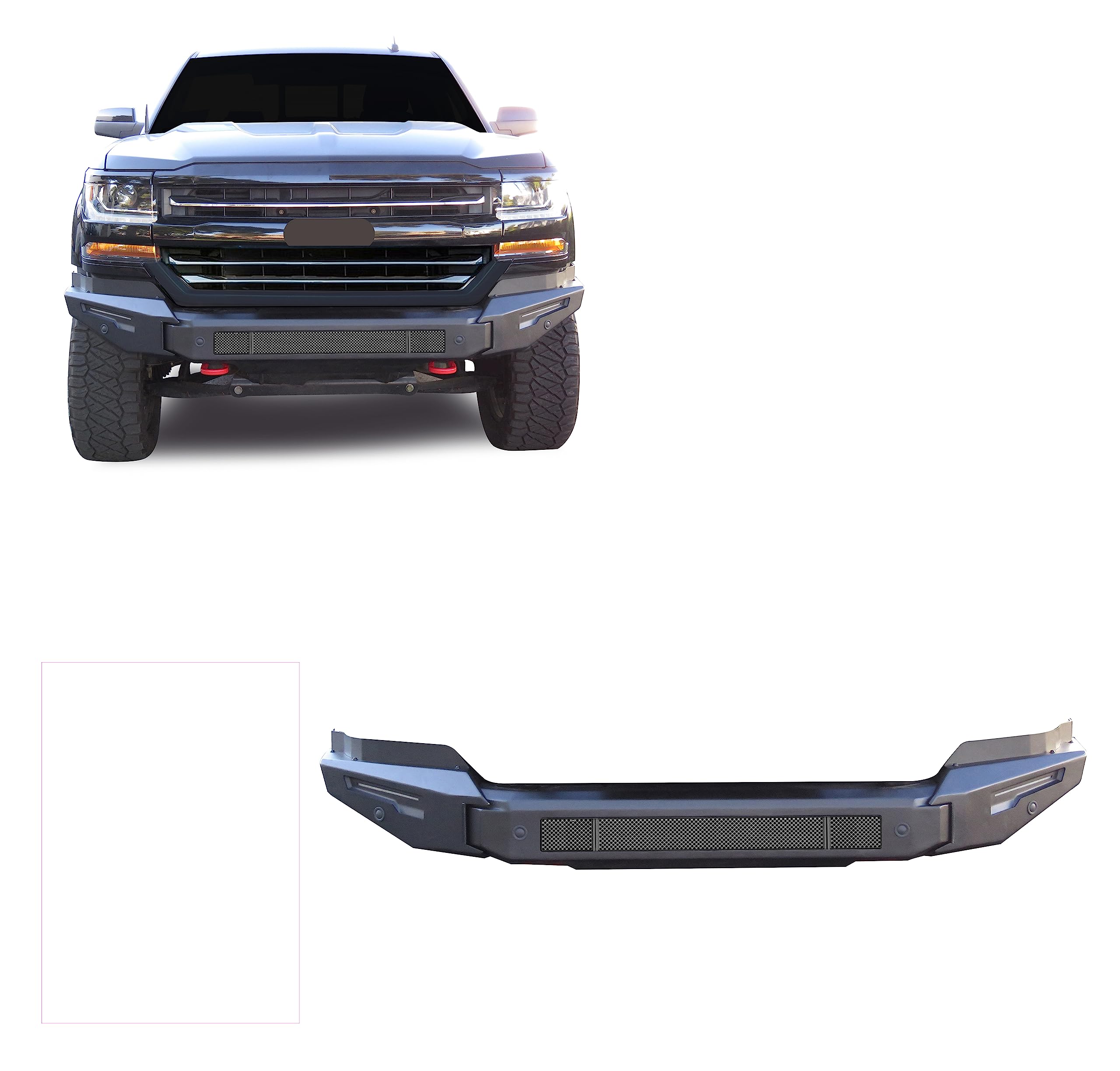 Heavy Duty Black Horse Armour II Modular Front Bumper Matte Black Compatible with 2016-2018 Chevrolet Silverado 1500|2019-2019 Chevrolet Silverado 1500 LD-AFB-SI17-BU