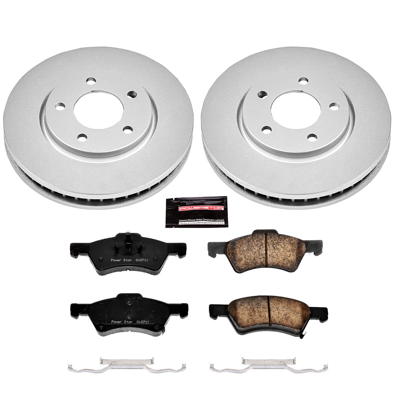 Coated Power Stop CRK5247 Brake Rotor & Ceramic Brake Pads- front