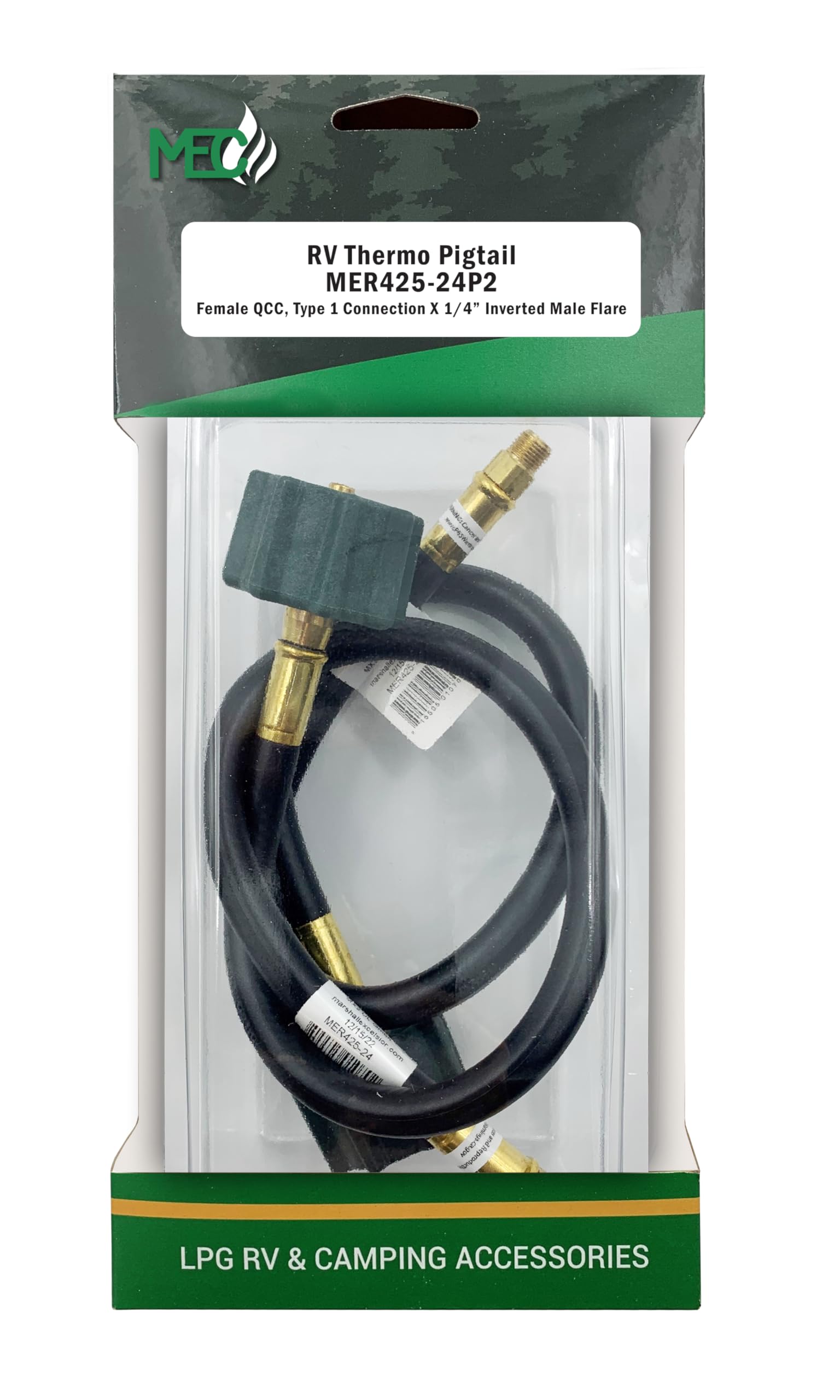 Marshall Excelsior Thermo Pigtail MER425-24P2, 1/4" Inverted Flare X QCC - 24", Pack of 2