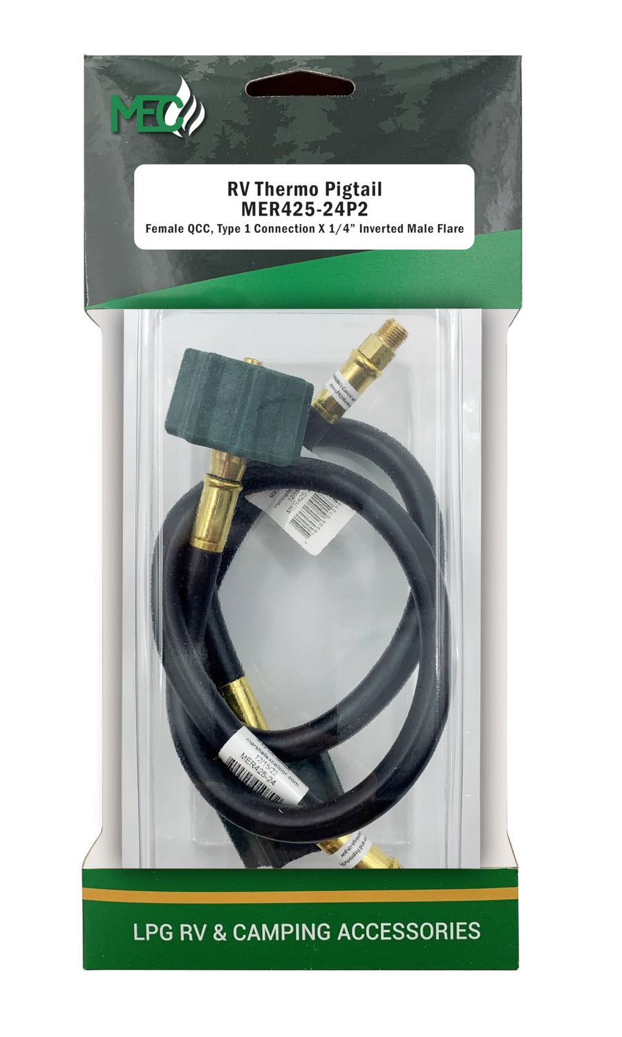 Marshall Excelsior Thermo Pigtail MER425-24P2, 1/4" Inverted Flare X QCC - 24", Pack of 2