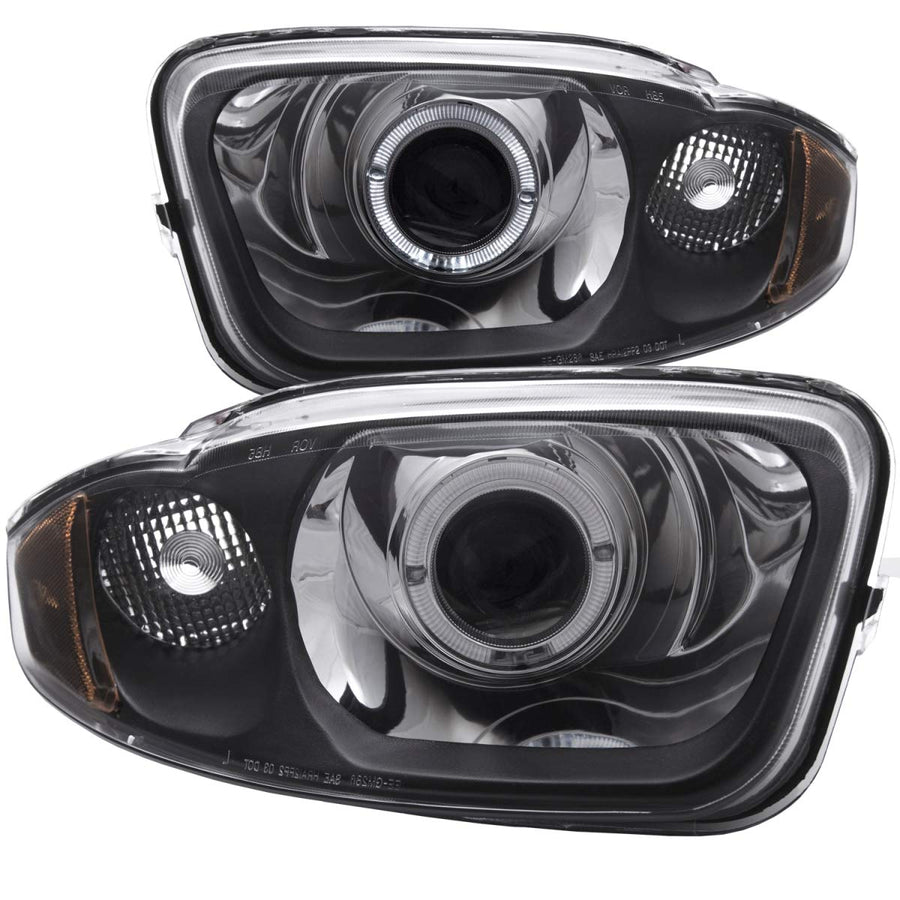 Chrome Halo Anzo USA Projector Headlight with Clear Lens and Amber Reflector for Chevrolet Cavalier 121438