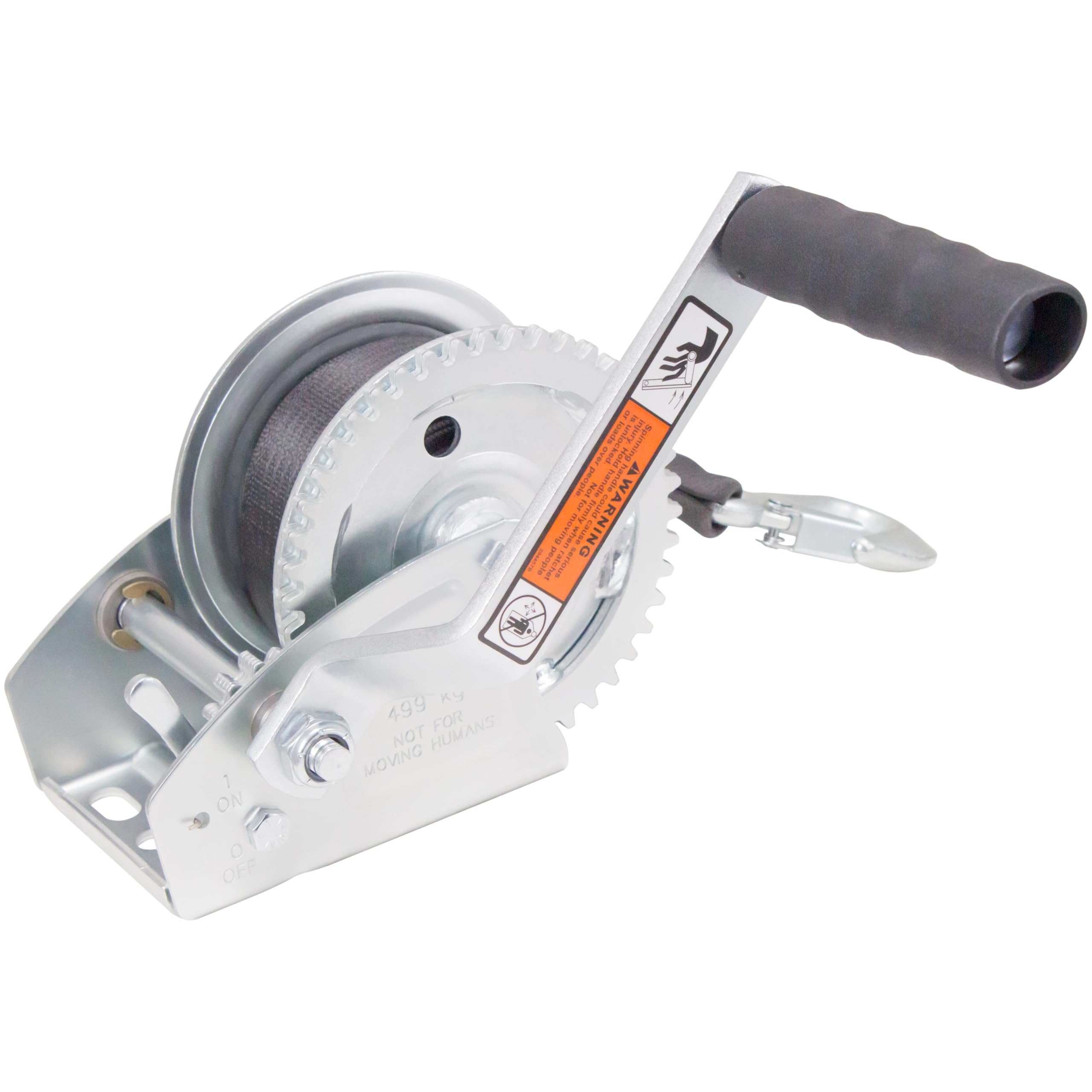 Pulling Winch Dutton-Lainson Company (DLC1100) - Rust-Resistant Finish for Horizontal Pulling, Lifting and Hauling - 1100 lb Capacity, Plated, 7" Handle Grip, Manual Use, 15ft Strap - Made in USA
