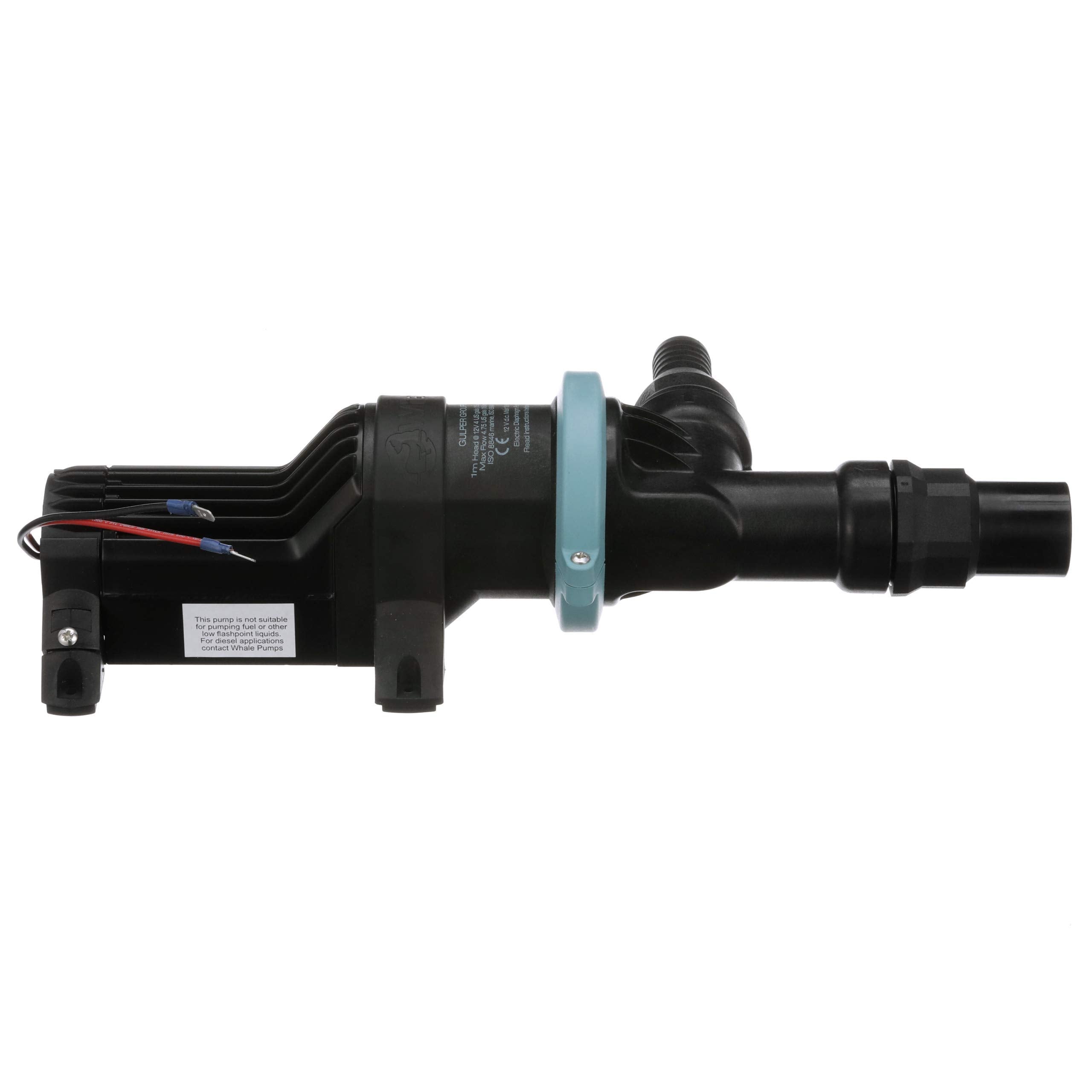 Whale BP4772 Mk 3 Gulper Grouper Fishbox Discharge Pump, Evacuation Pump for Fishbox, Livewell or Baitwell, 12V DC, 10 Amps, 1 Inch/1 ½ Inch Hose Connections, 4.22 GPM Flow Rate, Black/Blue, 12-volt