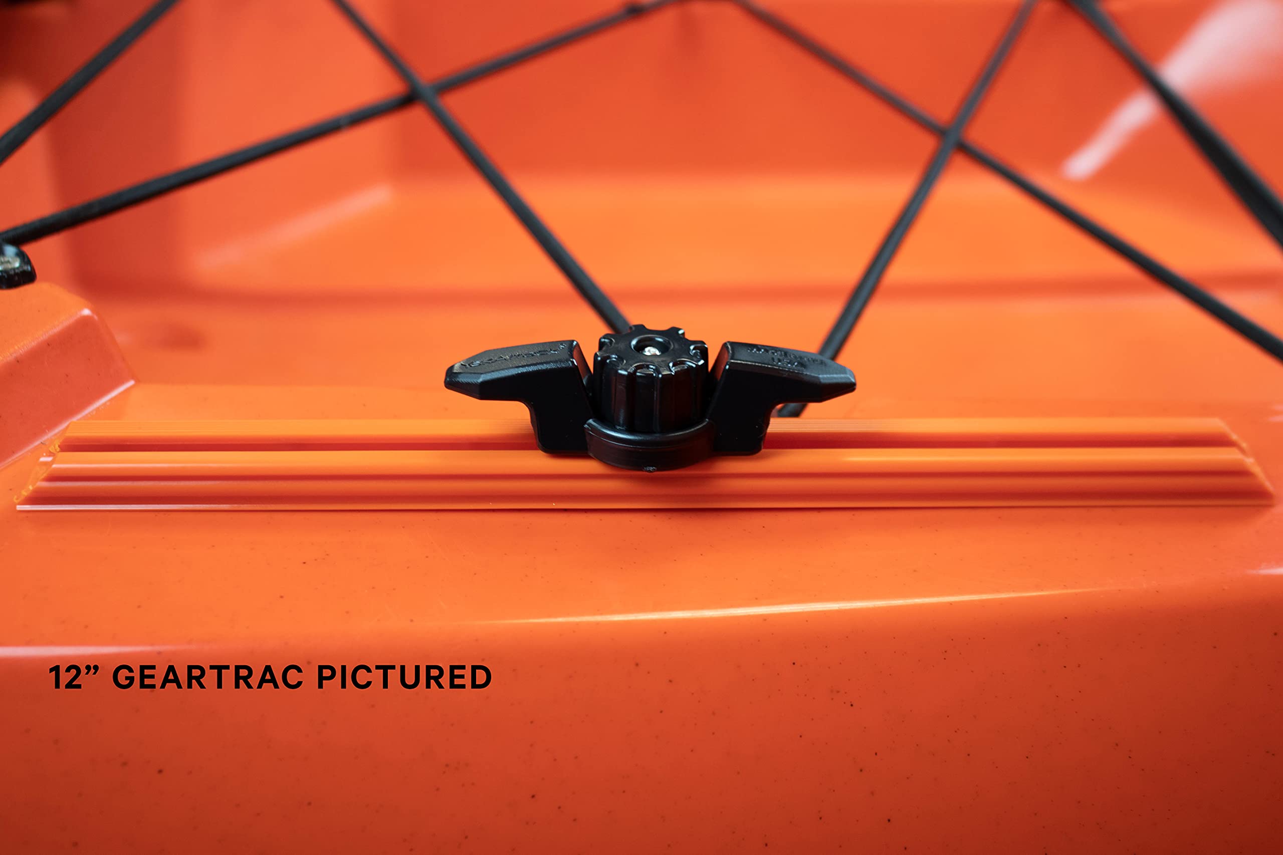 YakAttack 12" GTSL90 GearTrac – Orange | Polymer Kayak Gear Track Rail | Compatible with 1/2" Wide Track Hardware | Includes Stainless Hardware | Yak Attack USA-Made Mounting Solution