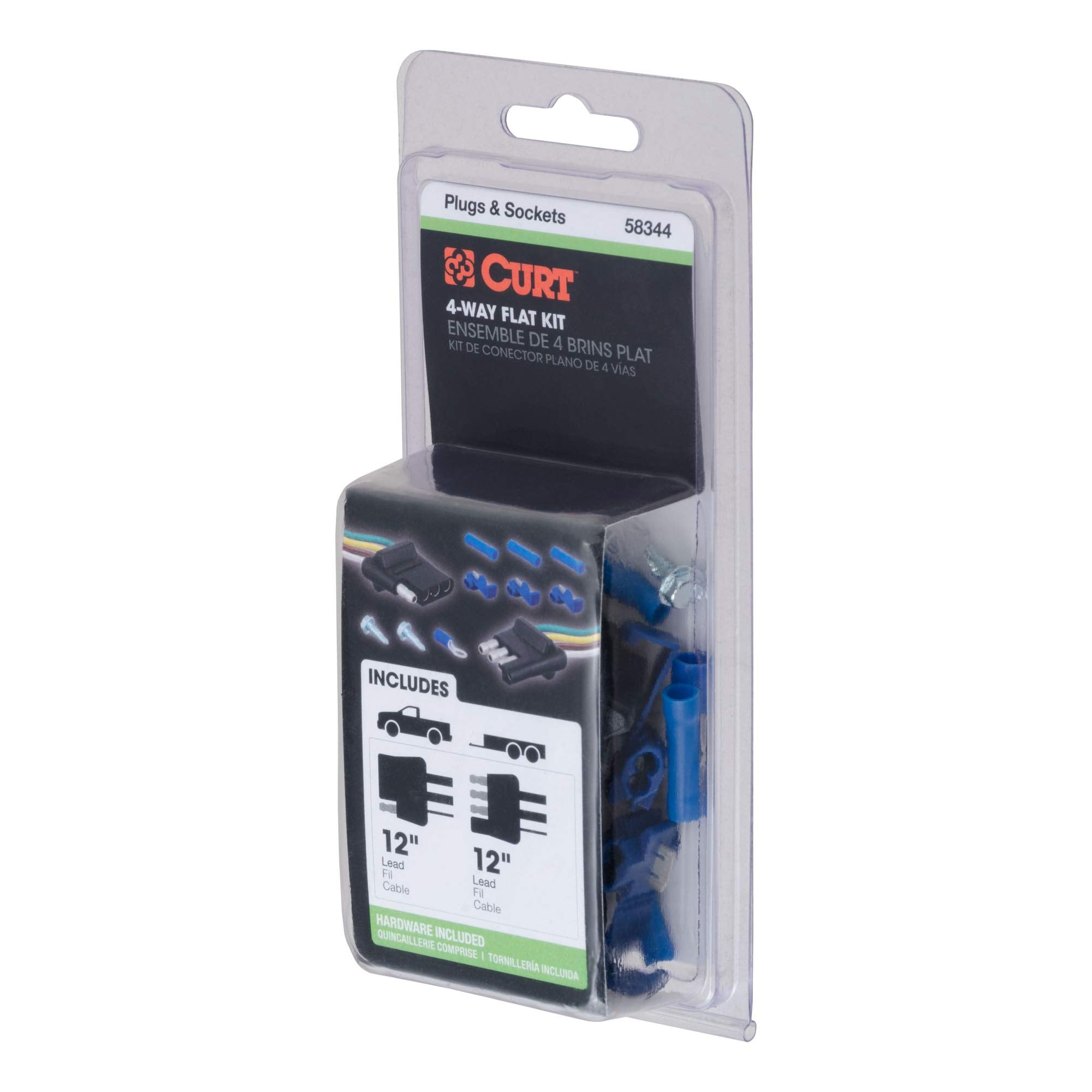 CURT 4-Pin Trailer Wiring Harness, 12-Inch Vehicle-Side and Trailer-Side Wires 58344