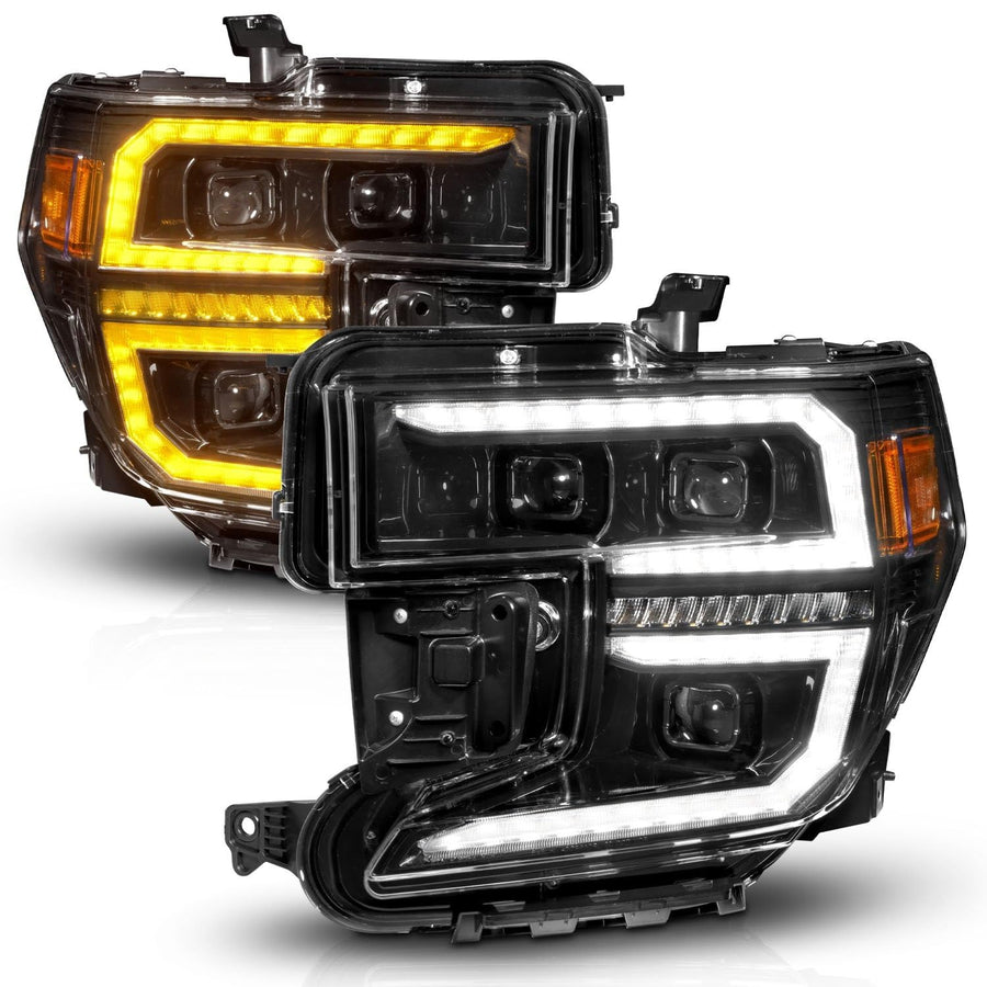 GMC Sierra 1500 Anzo 19-21 LED Projector Headlight w/Switchback+Sequential - Black