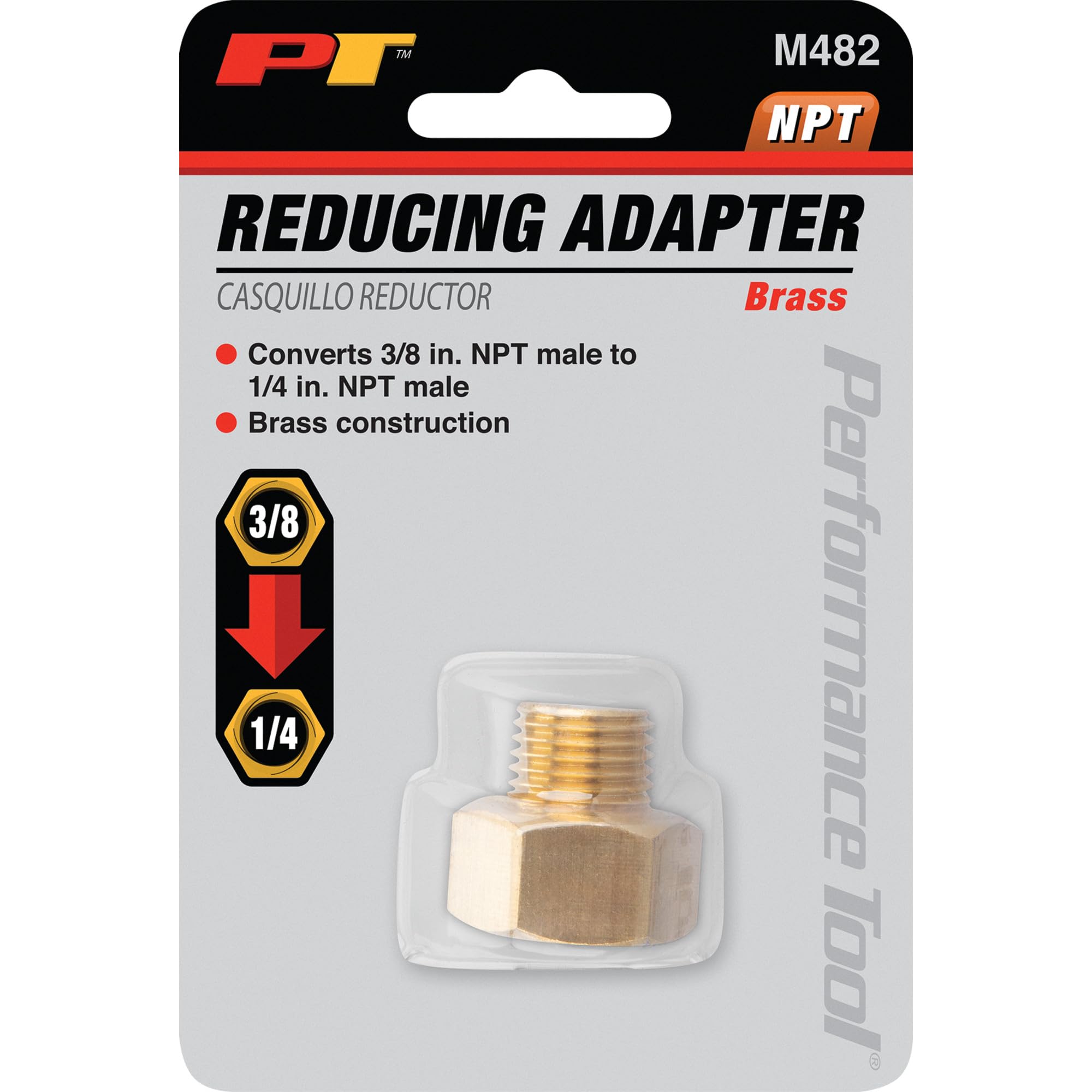 3/8-Inch NPT Male to Performance Tool M482 1/4-Inch NPT Male Adapter Conversion Fitting