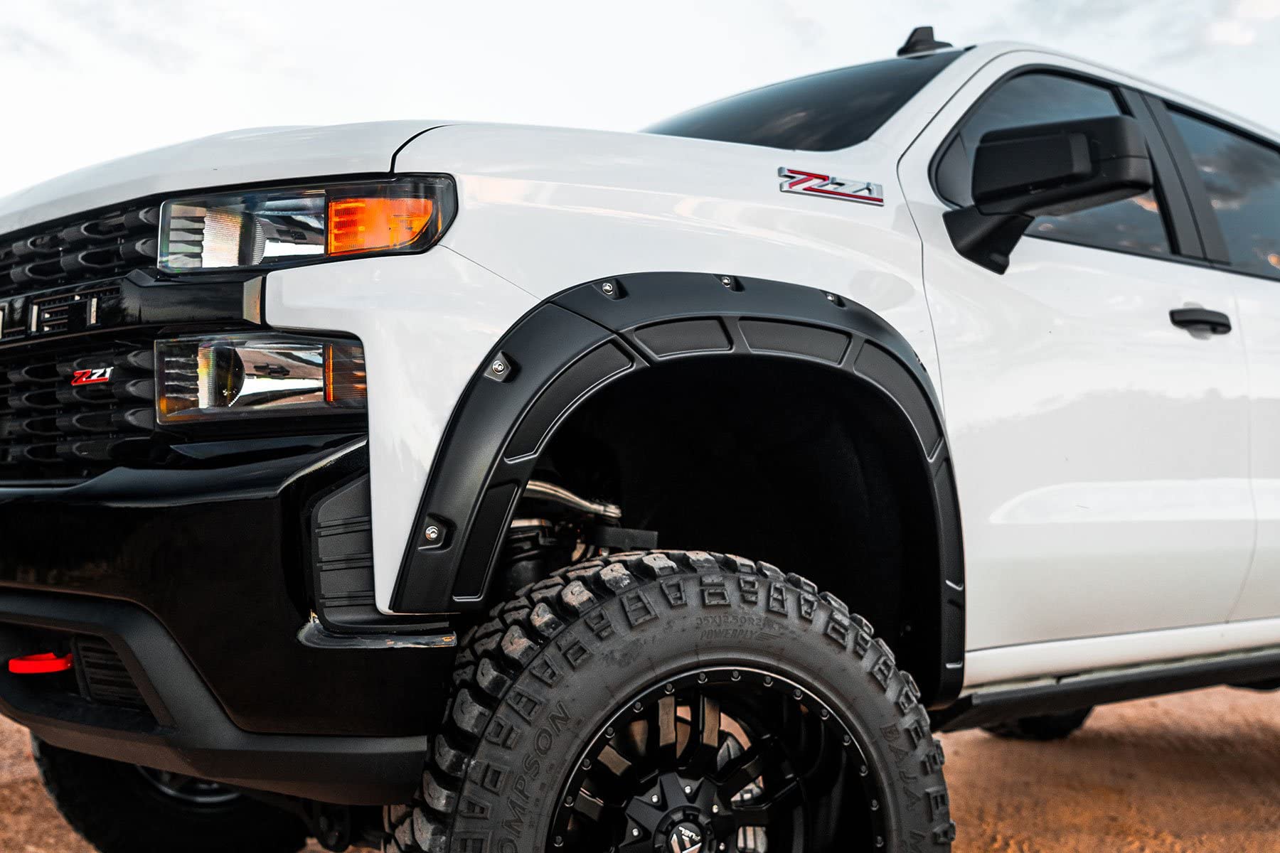 Defender Fender Flares Rough Country for Chevy Silverado 1500 (2019-2026 & Refresh) - 2" Extra Tire Coverage, UV-Resistant ABS, Flat Black (Set of 4)