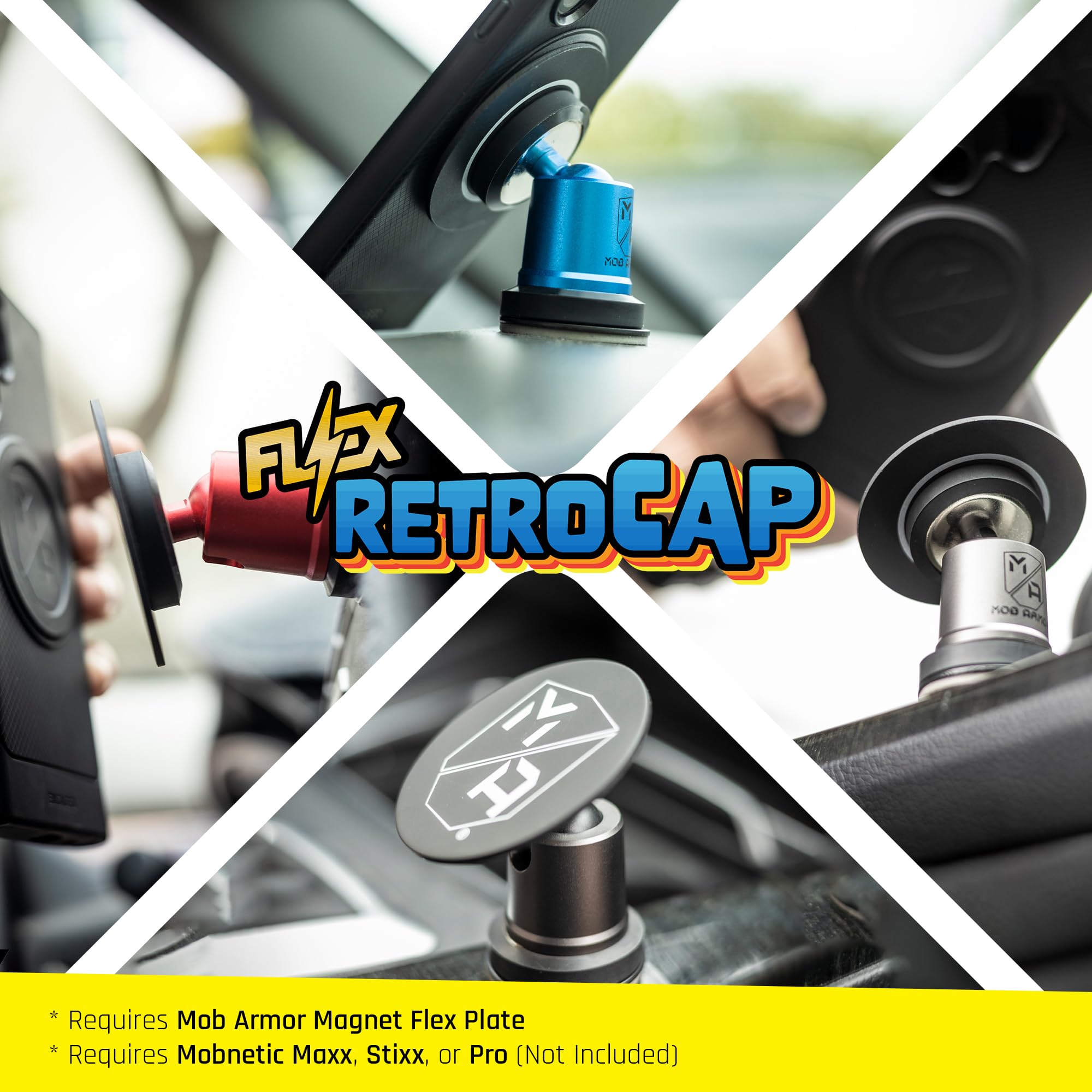 Flex Retro Cap Mob Armor - Universal Magnetic Phone Holder, Built-in Magnet for Safe Hands-Free Driving, Magnetic Car Mount, Mobile Car Mount