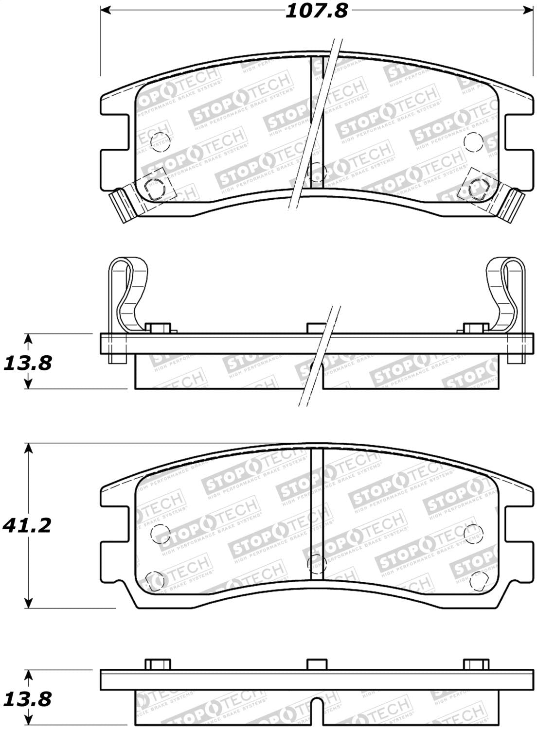 Rear StopTech 308.07140 Brake Pads with Shims and Hardware Street
