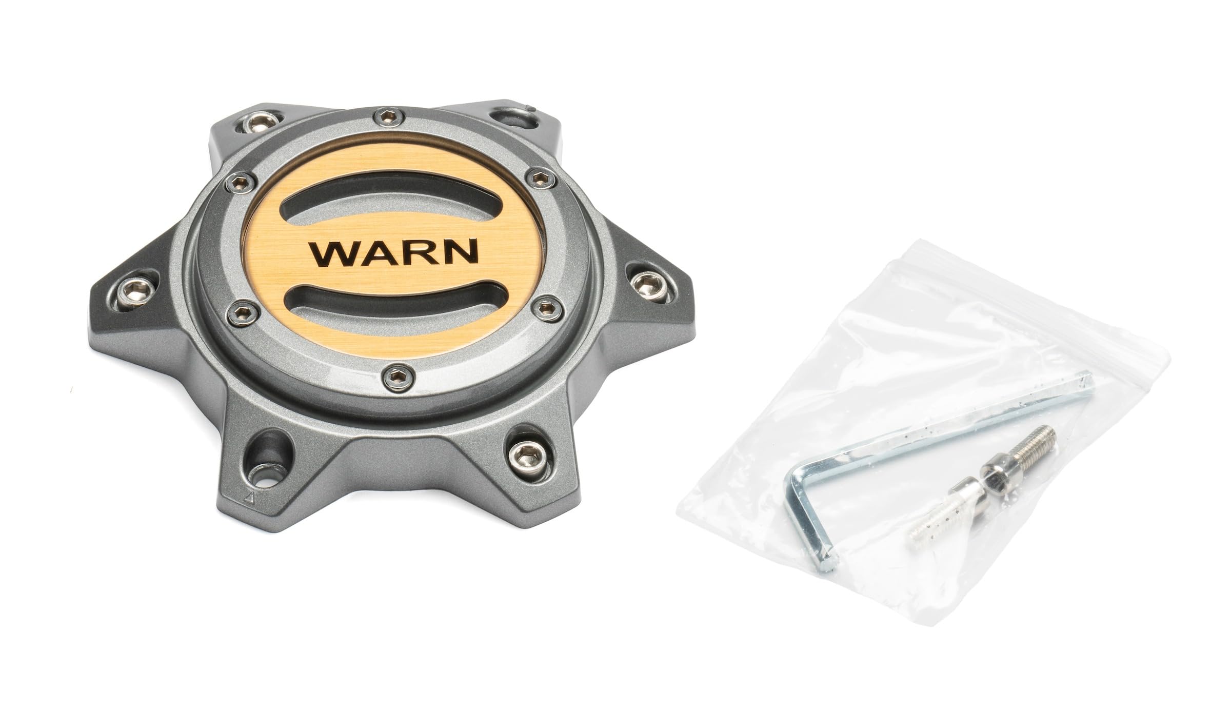Warn Wheel Center Cap Gray With Gold Emblem 104482
