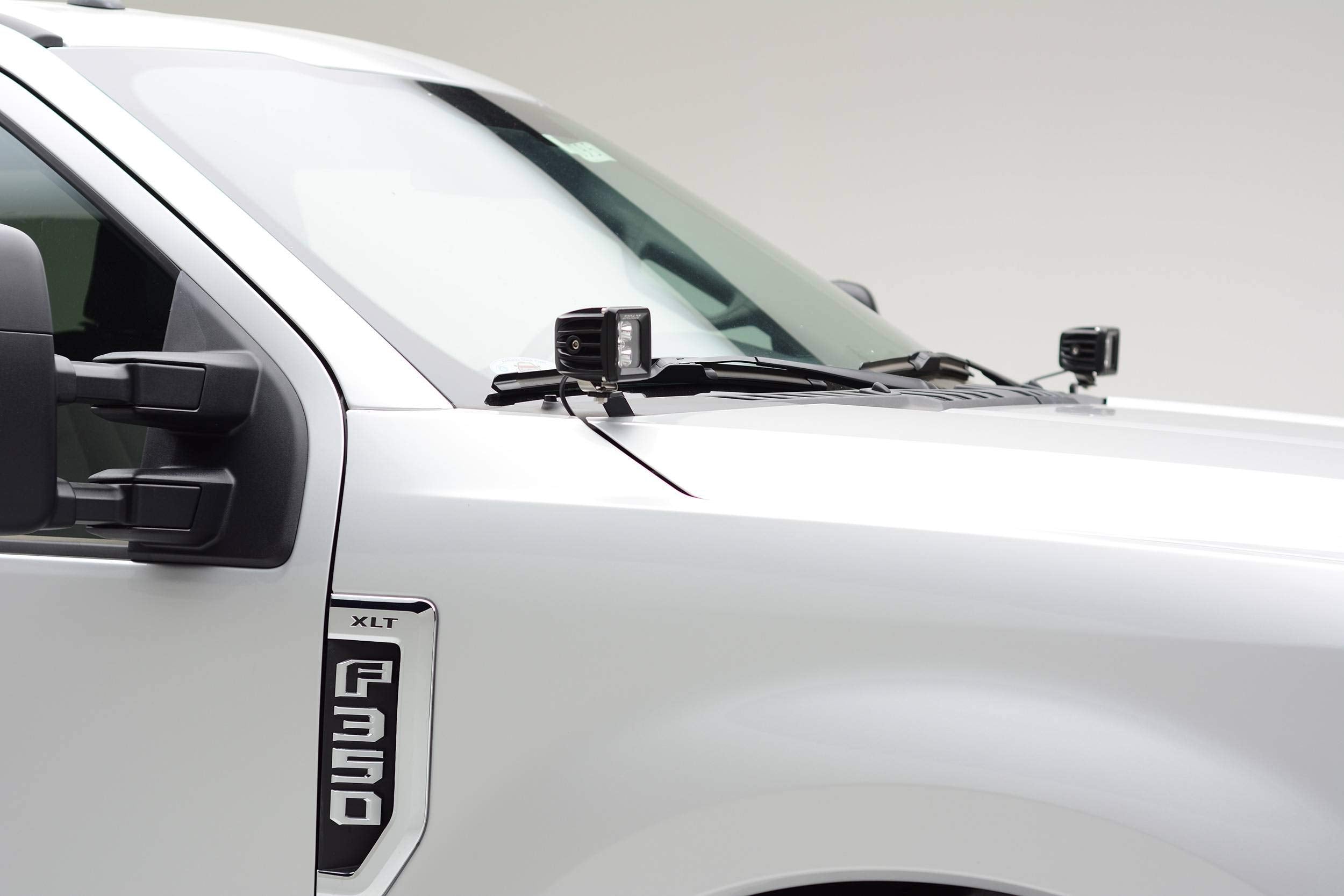 ZROADZ LED Mounting Bracket Ditch Hood Hinge - Compatible w/ 2017-2022 Ford F-250 350 450 550 - to Mount (2) 3 Inch LED Pod Lights - Mild Steel Gloss Black - Bolt-On Easy Installation - PN #Z365471