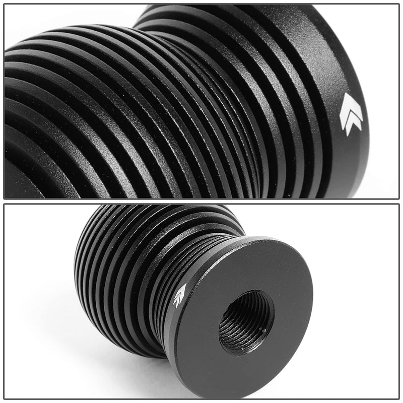 NRG Innovations Universal Aluminum SK-702BK Shift Knob with Thread Adapters, Heat Sink Spheric Style, 50mm OD x 65mm H, Black