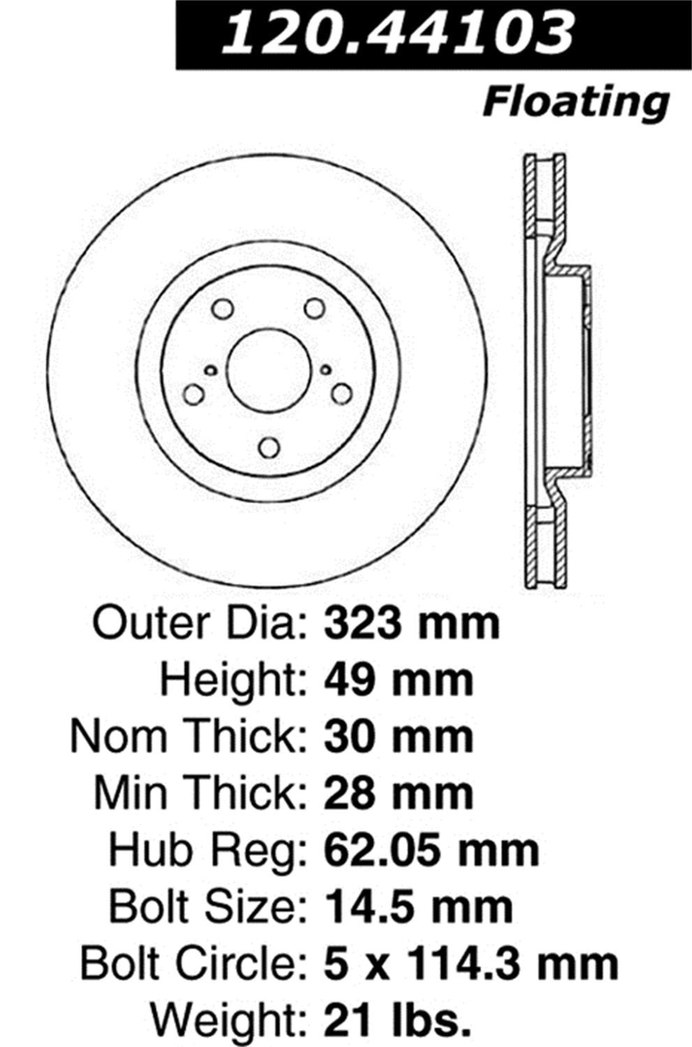 Sport StopTech 128.44103L Cross Drilled Brake Rotor (Front Left), 1 Pack