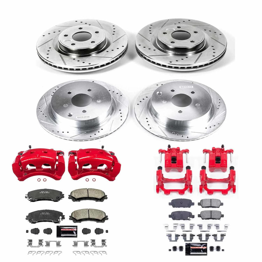 Power Stop Z23 KC6943 Front and Rear Brake Caliper Kit-Brake Rotors, Carbon Ceramic Brake Pads, Calipers