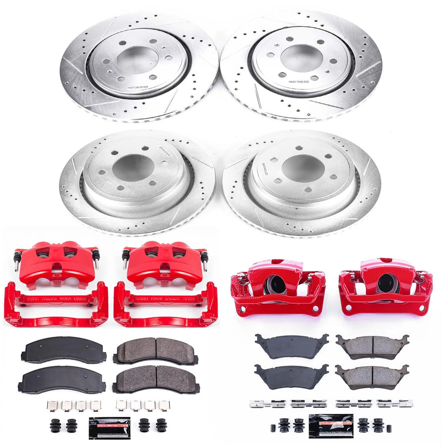 Power Stop Z23 Evolution Sport KC5861 Brake Kit with Powder Coated Calipers (Brake Pads, Drilled/Slotted Rotors) For FX50, M, M37, M56, Q50, Q60, Q70, Q70L, [Model Specific]