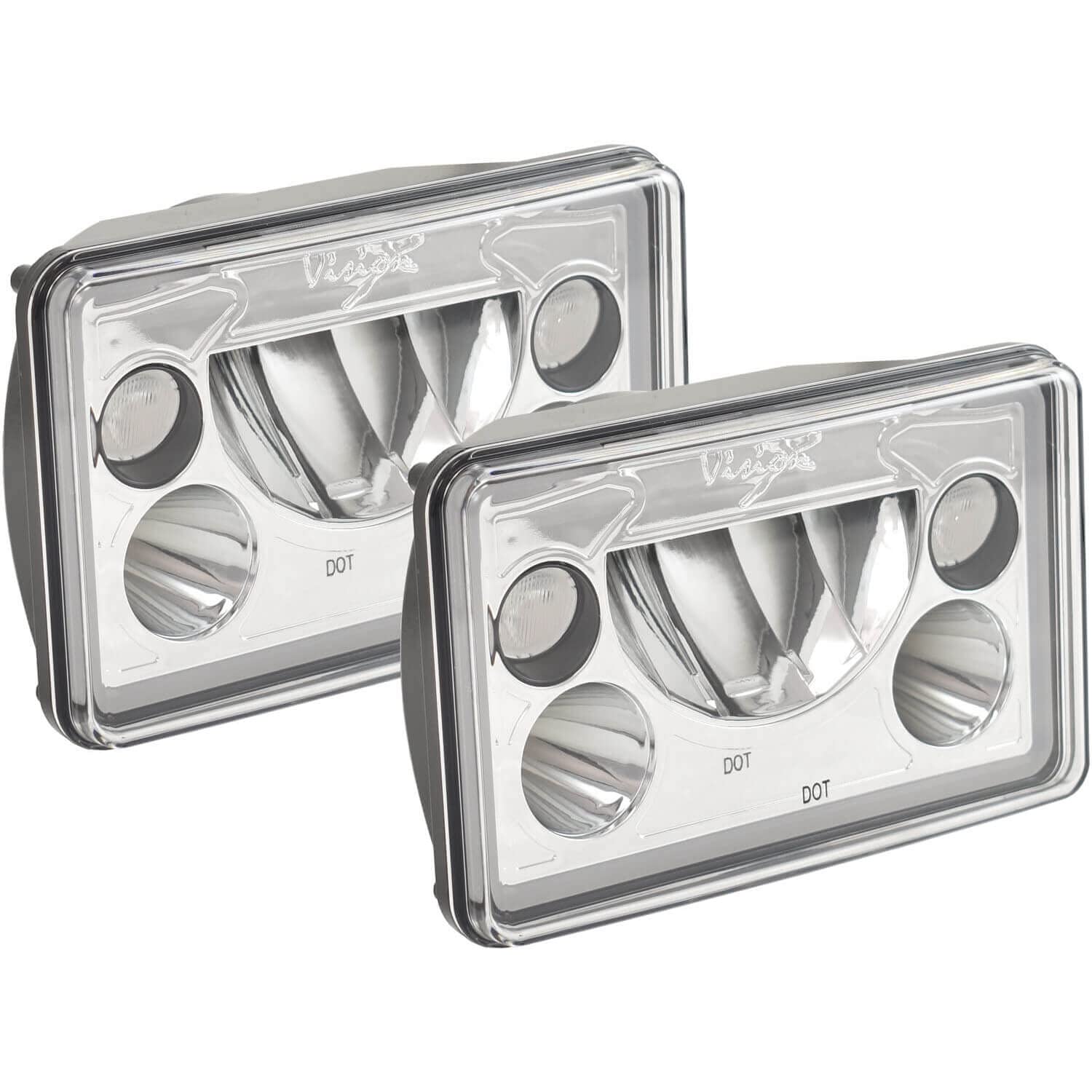 VX Series 4x6" LED Headlight Kit - Chrome | White Halo